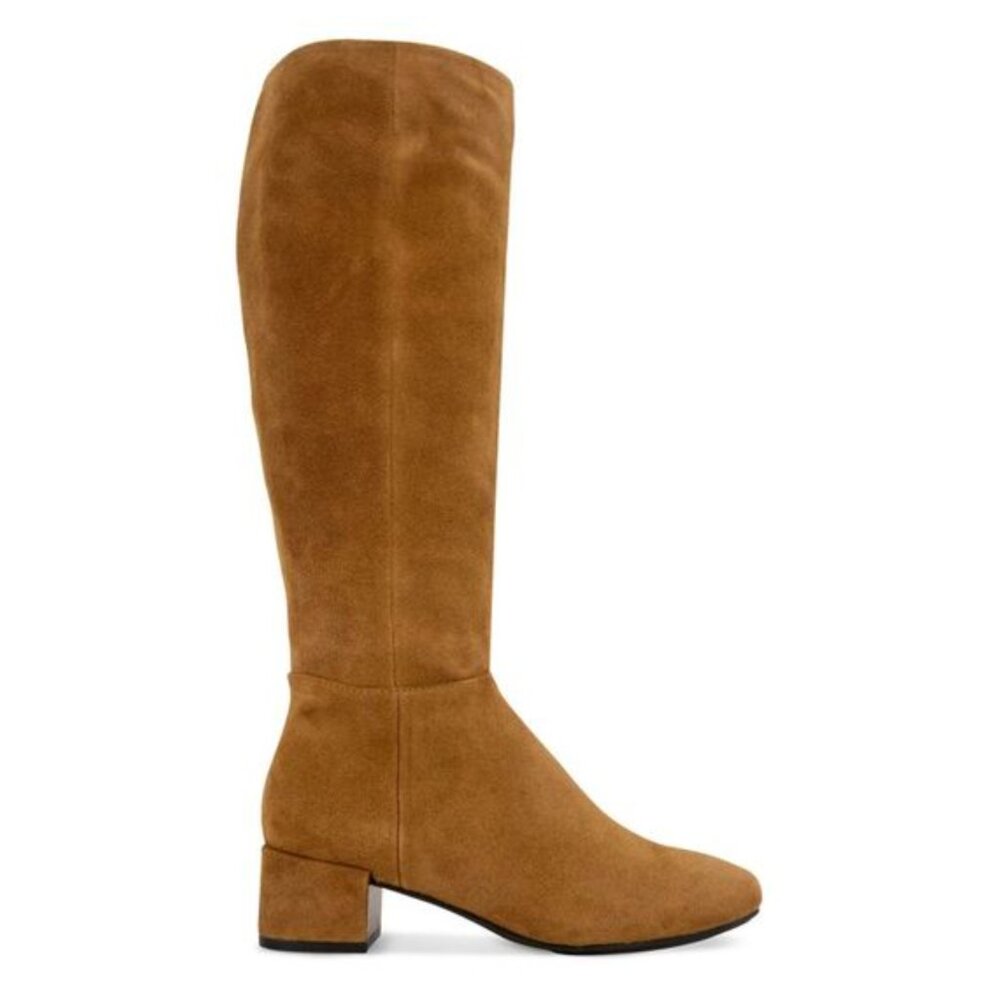 Gentle Souls by Kenneth Cole Knee High Tan Suede Leather Heeled Boot Zip Up